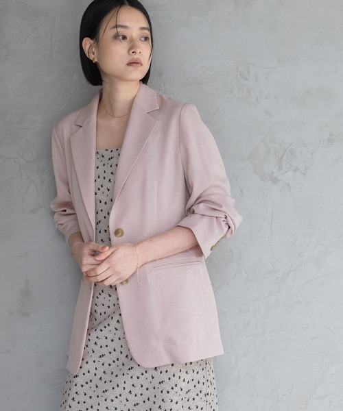 A part by（アパートバイ）の「【多機能・Sサイズ展開】リネンライクシングルジャケット（ノーカラージャケット・レディース・ブラック系その他2/ブルー/ベージュ/ピンク系その他・SMALL/MEDIUM）」の16枚目の写真