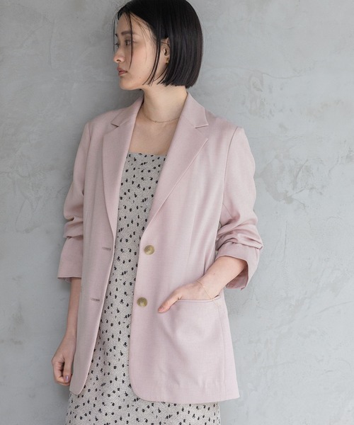 A part by（アパートバイ）の「【多機能・Sサイズ展開】リネンライクシングルジャケット（ノーカラージャケット・レディース・ブラック系その他2/ブルー/ベージュ/ピンク系その他・SMALL/MEDIUM）」の17枚目の写真