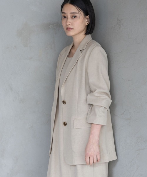 A part by（アパートバイ）の「【多機能・Sサイズ展開】リネンライクシングルジャケット（ノーカラージャケット・レディース・ブラック系その他2/ブルー/ベージュ/ピンク系その他・SMALL/MEDIUM）」の21枚目の写真