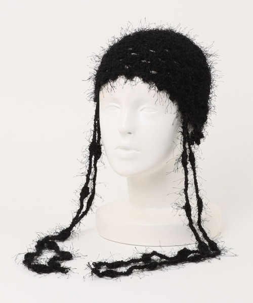 jouetie（ジュエティ）の「フェザーニットビニー（ニットキャップ/ビーニー・レディース・ブラック/アイボリー・FREE）」の5枚目の写真