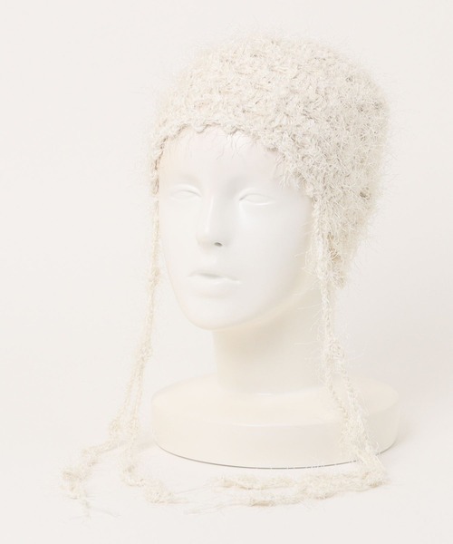 jouetie（ジュエティ）の「フェザーニットビニー（ニットキャップ/ビーニー・レディース・ブラック/アイボリー・FREE）」の3枚目の写真