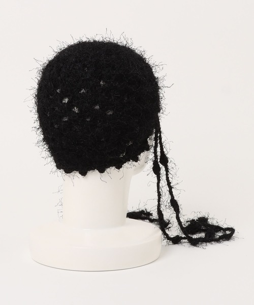 jouetie（ジュエティ）の「フェザーニットビニー（ニットキャップ/ビーニー・レディース・ブラック/アイボリー・FREE）」の4枚目の写真