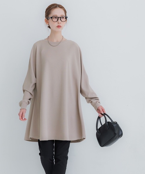 coca（coca）（コカ）の「エンボスフレアチュニックトップス（チュニック・レディース・ベージュ/ブラック・M/L/S）」の7枚目の写真