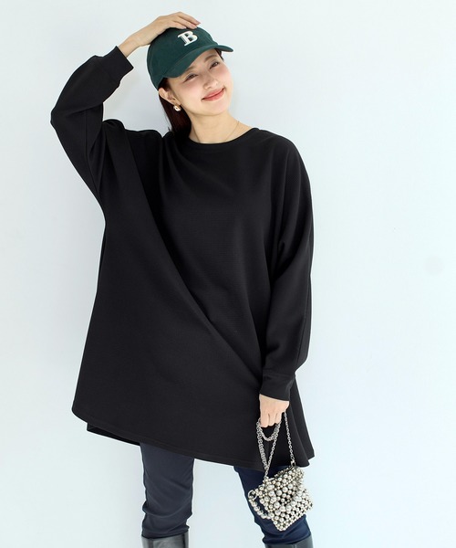 coca（coca）（コカ）の「エンボスフレアチュニックトップス（チュニック・レディース・ベージュ/ブラック・M/L/S）」の12枚目の写真