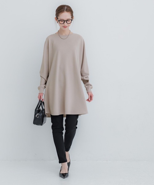 coca（coca）（コカ）の「エンボスフレアチュニックトップス（チュニック・レディース・ベージュ/ブラック・M/L/S）」の5枚目の写真