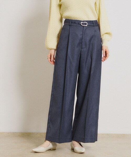 couture brooch（クチュールブローチ）の「【洗える・S-LL】デニムライク ベルト付きパンツ（その他パンツ・レディース・ネイビー/ブラック・42/40/38/36）」の2枚目の写真