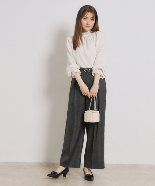 couture brooch（クチュールブローチ）の「【洗える・S-LL】デニムライク ベルト付きパンツ（その他パンツ・レディース・ネイビー/ブラック・42/40/38/36）」の15枚目の写真