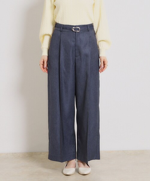 couture brooch（クチュールブローチ）の「【洗える・S-LL】デニムライク ベルト付きパンツ（その他パンツ・レディース・ネイビー/ブラック・42/40/38/36）」の13枚目の写真