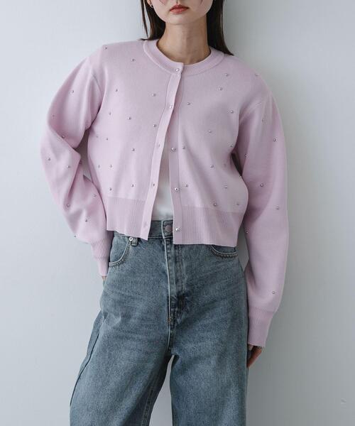 SENSE OF PLACE by URBAN RESEARCH（センスオブプレイスバイアーバンリサーチ）の「『洗濯可』ボールビーズカーディガン（カーディガン/ボレロ・レディース・ライトベージュ/チャコールグレー/ライトピンク・ONE）」の3枚目の写真