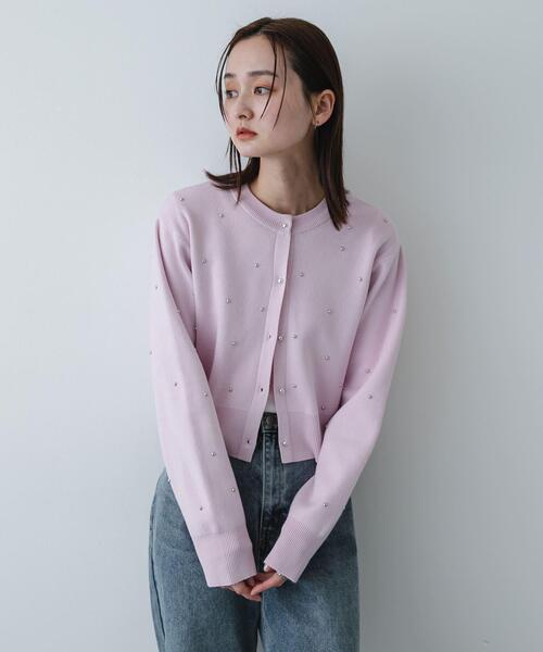 SENSE OF PLACE by URBAN RESEARCH（センスオブプレイスバイアーバンリサーチ）の「『洗濯可』ボールビーズカーディガン（カーディガン/ボレロ・レディース・ライトベージュ/チャコールグレー/ライトピンク・ONE）」の5枚目の写真