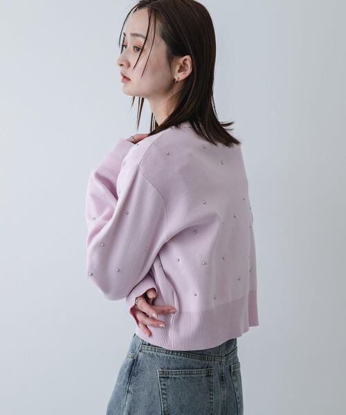SENSE OF PLACE by URBAN RESEARCH（センスオブプレイスバイアーバンリサーチ）の「『洗濯可』ボールビーズカーディガン（カーディガン/ボレロ・レディース・ライトベージュ/チャコールグレー/ライトピンク・ONE）」の6枚目の写真