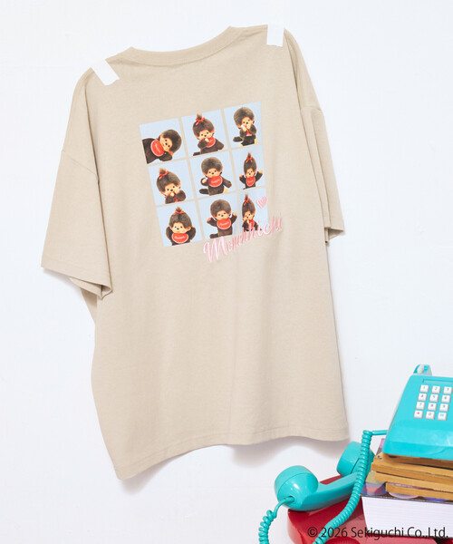 FREAK'S STORE(フリークスストア)の「限定展開 モンチッチ photoGridePanel Tシャツ(Tシャツ/カットソー・レディース・ナチュラル/ブラック/ライトグレー・フリ-)」の5枚目の写真
