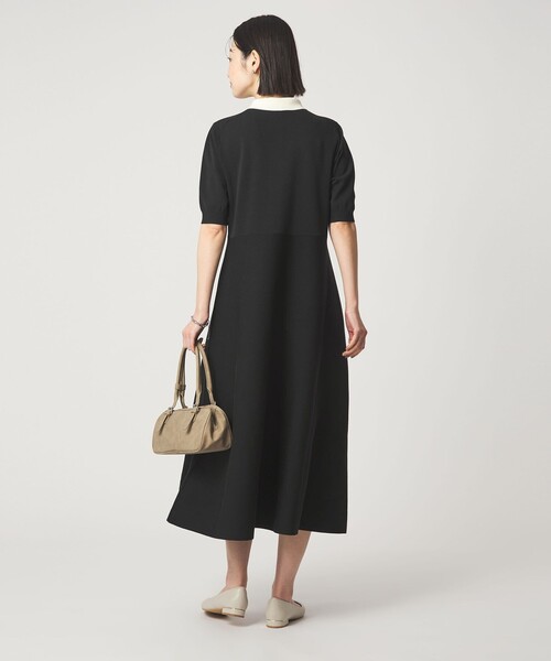 green label relaxing（グリーンレーベルリラクシング）の「ハイショク エリツキ ショートスリーブ ニット ワンピース（ワンピース・レディース・ナチュラル/ブラック・FREE）」の5枚目の写真
