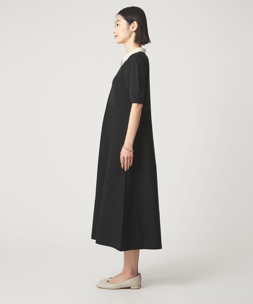 green label relaxing（グリーンレーベルリラクシング）の「ハイショク エリツキ ショートスリーブ ニット ワンピース（ワンピース・レディース・ナチュラル/ブラック・FREE）」の11枚目の写真