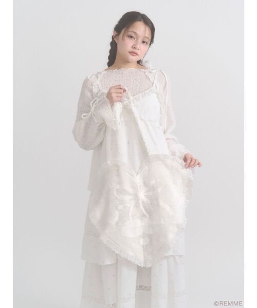 merry jenny（メリージェニー）の「Cherry heart knit tote（トートバッグ・レディース・オフホワイト・FREE）」の2枚目の写真