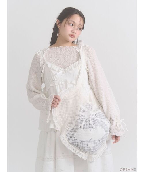 merry jenny（メリージェニー）の「Cherry heart knit tote（トートバッグ・レディース・オフホワイト・FREE）」の6枚目の写真