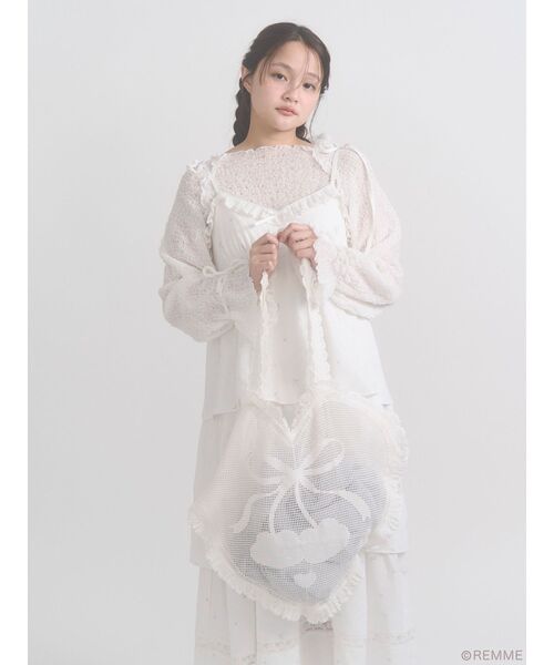 merry jenny（メリージェニー）の「Cherry heart knit tote（トートバッグ・レディース・オフホワイト・FREE）」の7枚目の写真