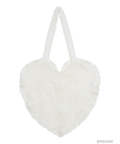 merry jenny(メリージェニー)の「Cherry heart knit tote(トートバッグ・レディース・オフホワイト・FREE)」の1枚目の写真