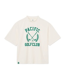 MOCK-NECK TEE HALF SLEEVE LAUREL PRINT