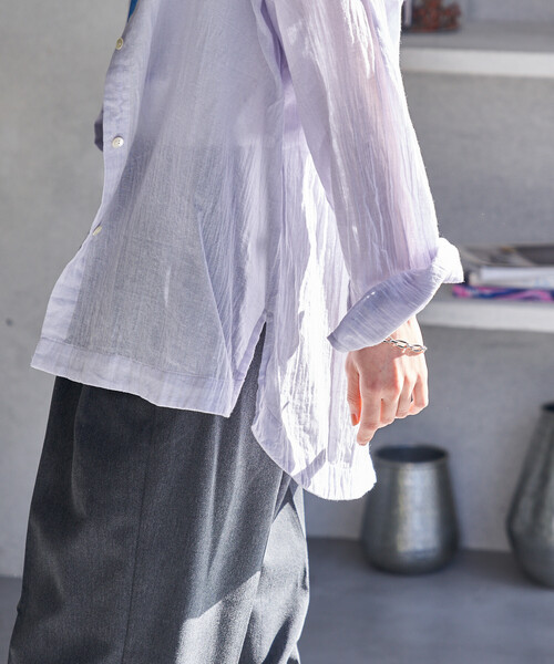 FREAK'S STORE(フリークスストア)の「インド シングルガーゼシャツ/シアーシャツ(シャツ/ブラウス・レディース・サックスブルー/オフホワイト/ラベンダー/チャコール・フリ-)」の6枚目の写真