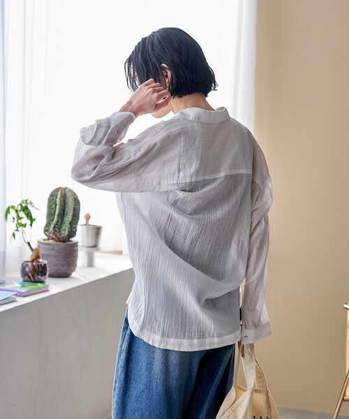 FREAK'S STORE(フリークスストア)の「インド シングルガーゼシャツ/シアーシャツ(シャツ/ブラウス・レディース・サックスブルー/オフホワイト/ラベンダー/チャコール・フリ-)」の10枚目の写真