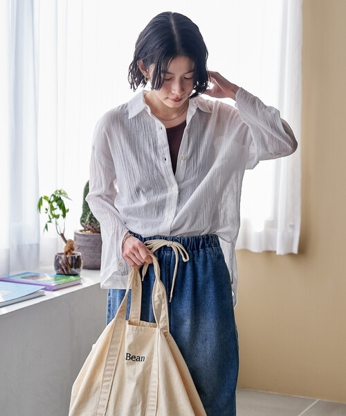 FREAK'S STORE(フリークスストア)の「インド シングルガーゼシャツ/シアーシャツ(シャツ/ブラウス・レディース・サックスブルー/オフホワイト/ラベンダー/チャコール・フリ-)」の12枚目の写真