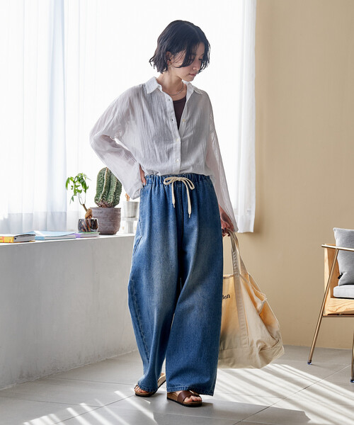 FREAK'S STORE(フリークスストア)の「インド シングルガーゼシャツ/シアーシャツ(シャツ/ブラウス・レディース・サックスブルー/オフホワイト/ラベンダー/チャコール・フリ-)」の13枚目の写真