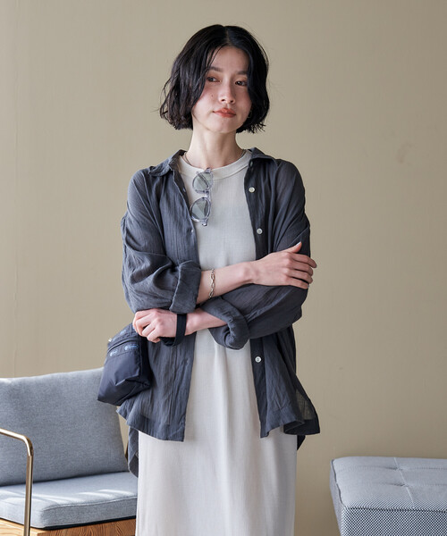 FREAK'S STORE(フリークスストア)の「インド シングルガーゼシャツ/シアーシャツ(シャツ/ブラウス・レディース・サックスブルー/オフホワイト/ラベンダー/チャコール・フリ-)」の18枚目の写真