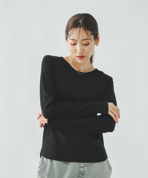 GLOBAL WORK(グローバルワーク)の「Beauteeラメリブプルオーバー/一部店舗限定/632501(Tシャツ/カットソー・レディース・オフホワイト/ブラック/ライトグレー・LARGE/MEDIUM)」の1枚目の写真