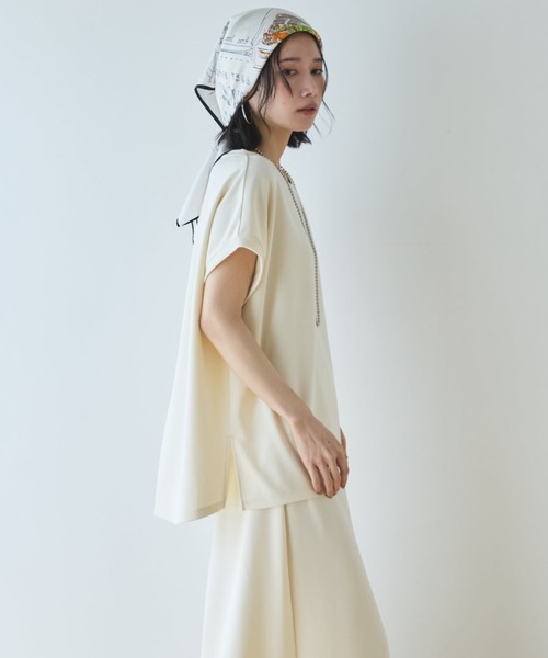 Doux archives（ドゥアルシーヴ）の「【セットアップ対応】多機能ソフトリブフレンチスリーブトップス（Tシャツ/カットソー・レディース・チャコールグレー/キャメル/アイボリー・FREE）」の18枚目の写真