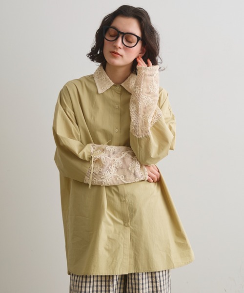 Crisp(クリスプ)の「フラワーメッシュオーバーシャツ(シャツ/ブラウス・レディース・グリーン/ブラック/オフホワイト・FREE)」の3枚目の写真