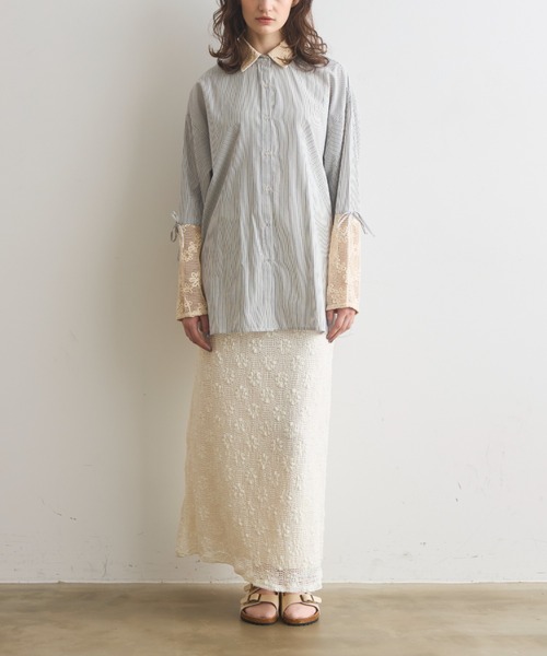 Crisp(クリスプ)の「フラワーメッシュオーバーシャツ(シャツ/ブラウス・レディース・グリーン/ブラック/オフホワイト・FREE)」の16枚目の写真