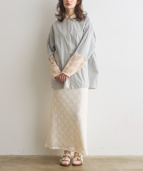 Crisp(クリスプ)の「フラワーメッシュオーバーシャツ(シャツ/ブラウス・レディース・グリーン/ブラック/オフホワイト・FREE)」の17枚目の写真