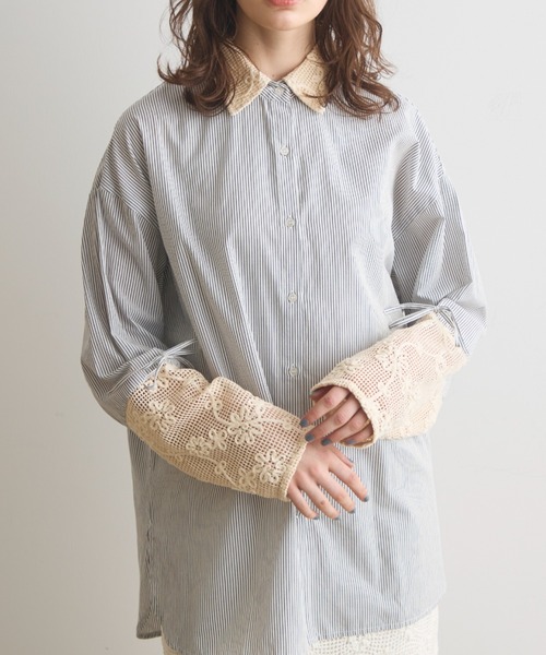 Crisp(クリスプ)の「フラワーメッシュオーバーシャツ(シャツ/ブラウス・レディース・グリーン/ブラック/オフホワイト・FREE)」の12枚目の写真