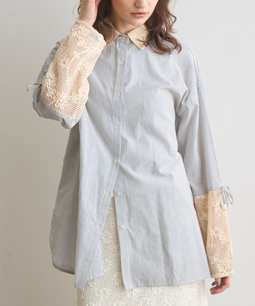 Crisp(クリスプ)の「フラワーメッシュオーバーシャツ(シャツ/ブラウス・レディース・グリーン/ブラック/オフホワイト・FREE)」の14枚目の写真