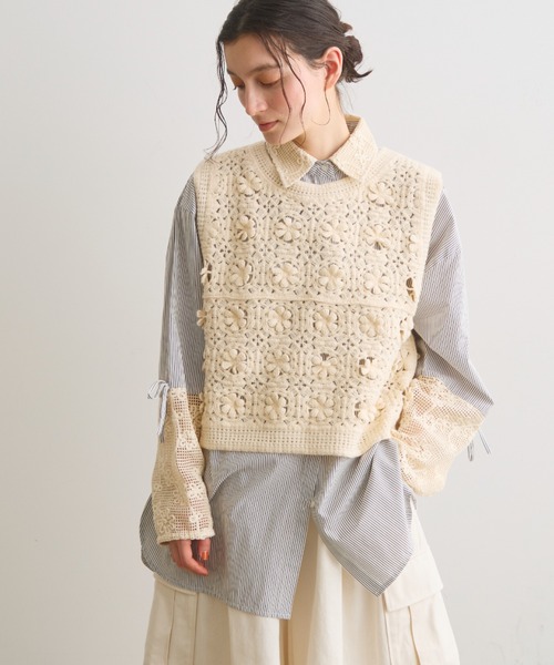 Crisp(クリスプ)の「フラワーメッシュオーバーシャツ(シャツ/ブラウス・レディース・グリーン/ブラック/オフホワイト・FREE)」の22枚目の写真