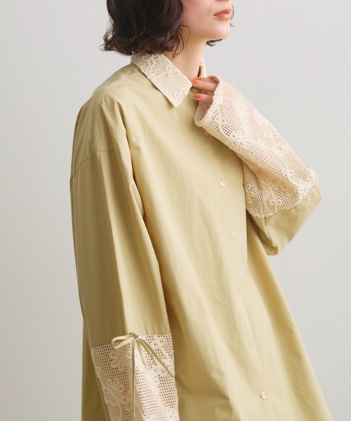 Crisp(クリスプ)の「フラワーメッシュオーバーシャツ(シャツ/ブラウス・レディース・グリーン/ブラック/オフホワイト・FREE)」の4枚目の写真