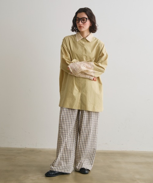 Crisp(クリスプ)の「フラワーメッシュオーバーシャツ(シャツ/ブラウス・レディース・グリーン/ブラック/オフホワイト・FREE)」の7枚目の写真