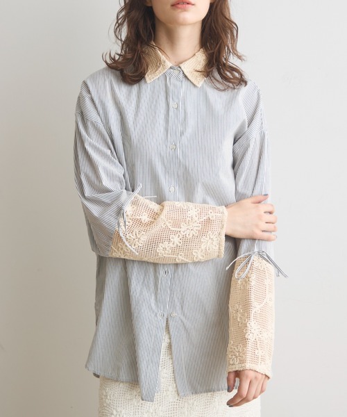 Crisp(クリスプ)の「フラワーメッシュオーバーシャツ(シャツ/ブラウス・レディース・グリーン/ブラック/オフホワイト・FREE)」の13枚目の写真