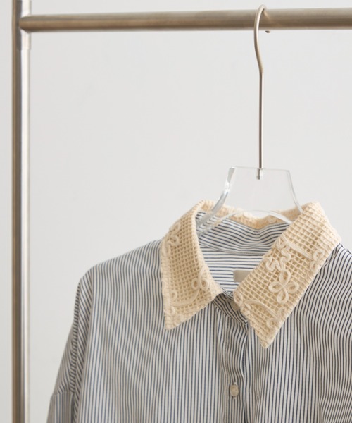 Crisp(クリスプ)の「フラワーメッシュオーバーシャツ(シャツ/ブラウス・レディース・グリーン/ブラック/オフホワイト・FREE)」の11枚目の写真