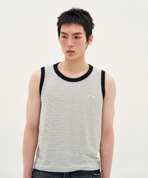PROCESS（プロセス）の「Airy Stripe Sleeveless - Black&White（Tシャツ/カットソー）」