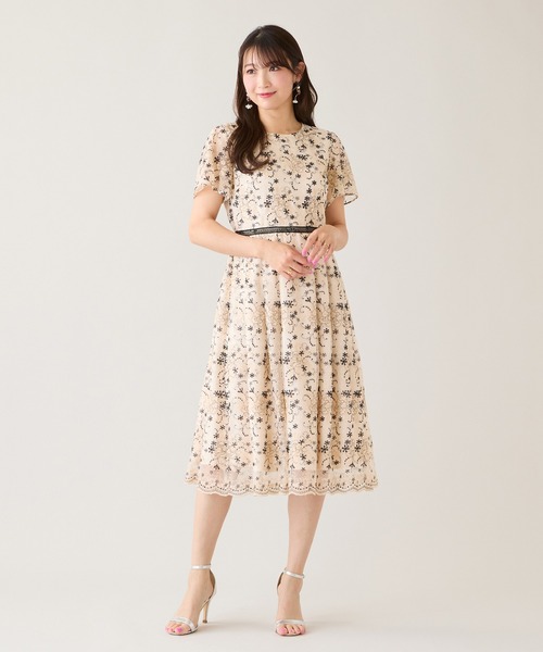 Rose Tiara（ローズティアラ）の「チュール刺繍ワンピース（ワンピース・レディース・ブラック/ベージュ・38/40/42/46）」の7枚目の写真