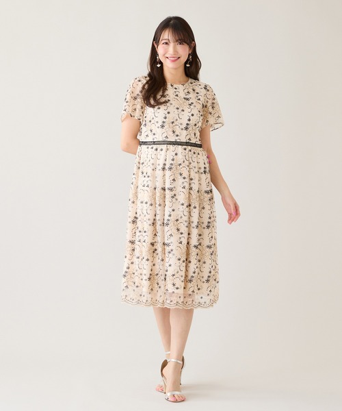 Rose Tiara（ローズティアラ）の「チュール刺繍ワンピース（ワンピース・レディース・ブラック/ベージュ・38/40/42/46）」の9枚目の写真