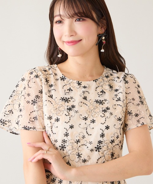 Rose Tiara（ローズティアラ）の「チュール刺繍ワンピース（ワンピース・レディース・ブラック/ベージュ・38/40/42/46）」の19枚目の写真