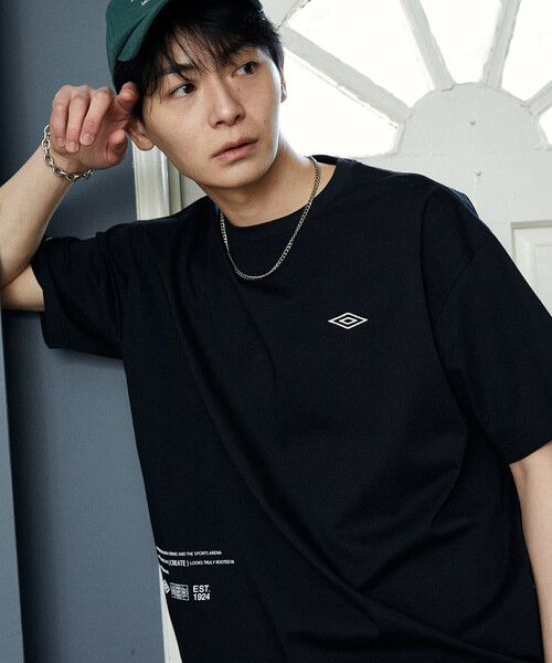 UMBRO(アンブロ)の「UMBRO × PUBLUX/アンブロ <吸水速乾>別注 プレーティング 天竺 グラフィック Tシャツ 限定展開(Tシャツ/カットソー・メンズ・ブラック/ライトグレー/ホワイト/チャコールグレー・LARGE/MEDIUM)」の8枚目の写真