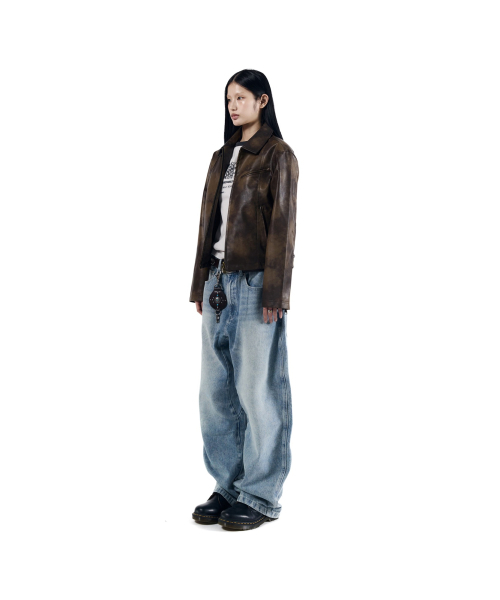 AAKAM（アーカム）の「Salt Washed Leather Jacket (Brown)（ライダースジャケット・レディース・その他・1/2）」の5枚目の写真