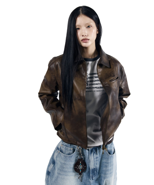 AAKAM（アーカム）の「Salt Washed Leather Jacket (Brown)（ライダースジャケット・レディース・その他・1/2）」の8枚目の写真