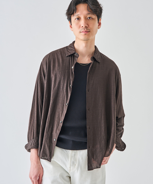 KANEMASA PHIL.(カネマサフィル)の「Kanemasa Phil. (カネマサ フィル) 別注 28ゲージ Atmosphere Ramie シャツ(シャツ/ブラウス・メンズ・ホワイト/ブラウン/チャコールグレー・MEDIUM/LARGE)」の13枚目の写真