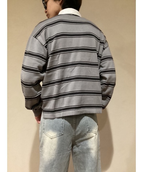 Bling Leads(ブリングリーズ)の「【Bls】【Bling Leads】ボーダーラガーシャツ ニット(ニット/セーター・メンズ・ワイン/ネイビー/サックスブルー/グレー/ベージュ/ブラック・FREE)」の9枚目の写真