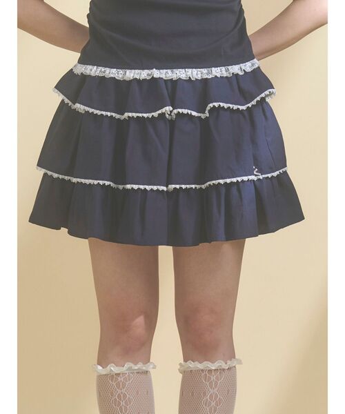 merry jenny（メリージェニー）の「ソフトレースティアードミニスカート（スカート・レディース・ネイビー/ピンク/ブルー・FREE）」の2枚目の写真